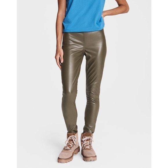 New RAG & BONE Army Green Nina Faux Leather Pull On Skinny Pant Size XXS - Picture 1 of 11